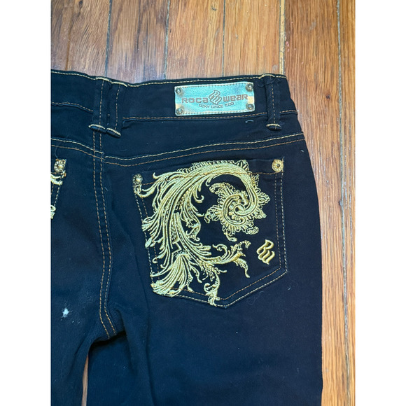 Vintage Rocawear Jeans Bootcut 7 Dark Wash Low Rise Embroidered Hip Hop Denim - Picture 10 of 10